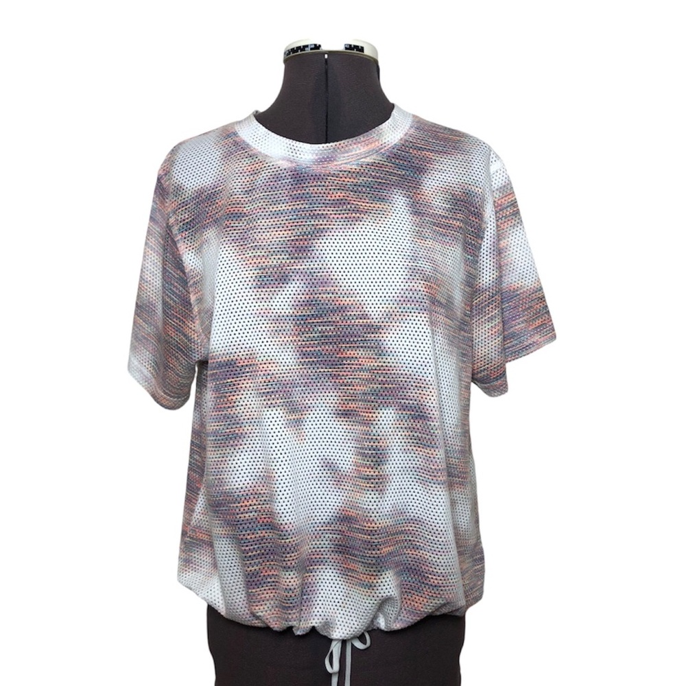 Champion Women Campus Lightweight Printed Mesh Drawstring Short Sleeve T-Shirt L - Picture 2 of 16
